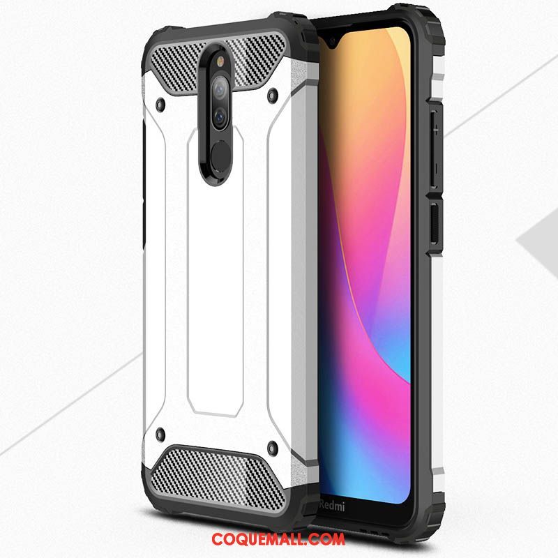 Étui Xiaomi Redmi 8 Protection Délavé En Daim Blanc, Coque Xiaomi Redmi 8 Difficile Téléphone Portable Beige