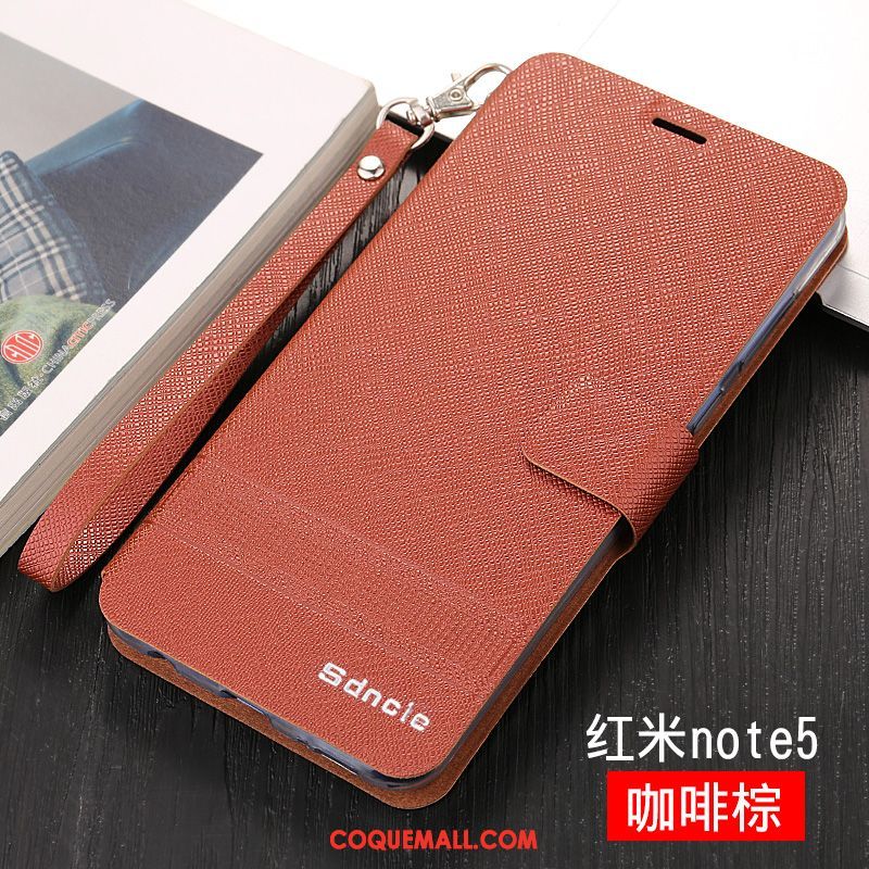 Étui Xiaomi Redmi Note 5 Rouge Tendance Incassable, Coque Xiaomi Redmi Note 5 Fluide Doux Étui En Cuir Braun Beige