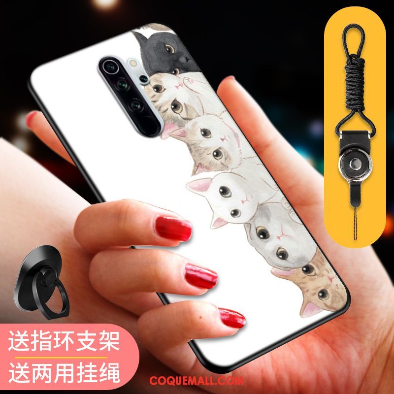 Étui Xiaomi Redmi Note 8 Pro Téléphone Portable Chat Ornements Suspendus, Coque Xiaomi Redmi Note 8 Pro Support Incassable Beige