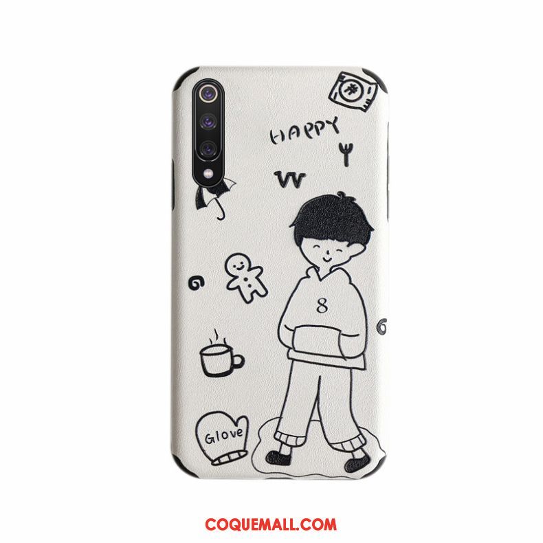 Étui Xiaomi Redmi Note 8t Blanc Dessin Animé Gaufrage, Coque Xiaomi Redmi Note 8t Jeunesse Personnalité Beige