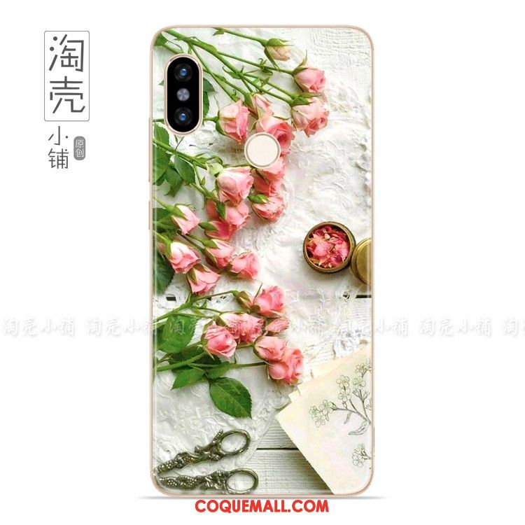 Étui Xiaomi Redmi S2 Petit Silicone Fleur, Coque Xiaomi Redmi S2 Rose Protection Beige