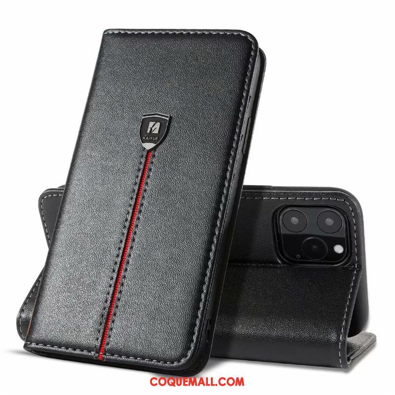 Étui iPhone 11 Pro Business Clamshell En Cuir, Coque iPhone 11 Pro Téléphone Portable Noir