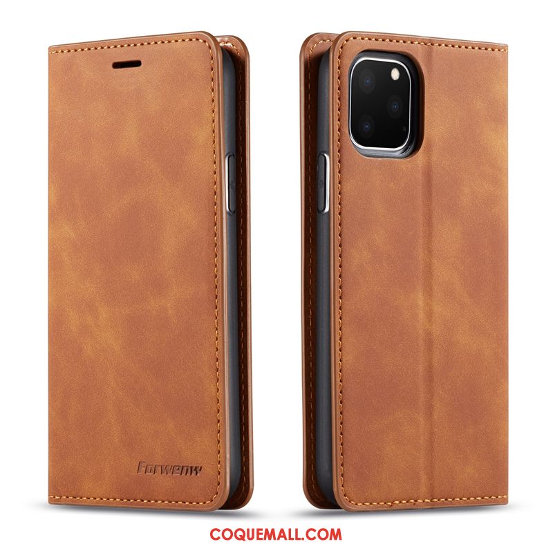 Étui iPhone 11 Pro Business Velours Téléphone Portable, Coque iPhone 11 Pro Vintage Portefeuille Braun