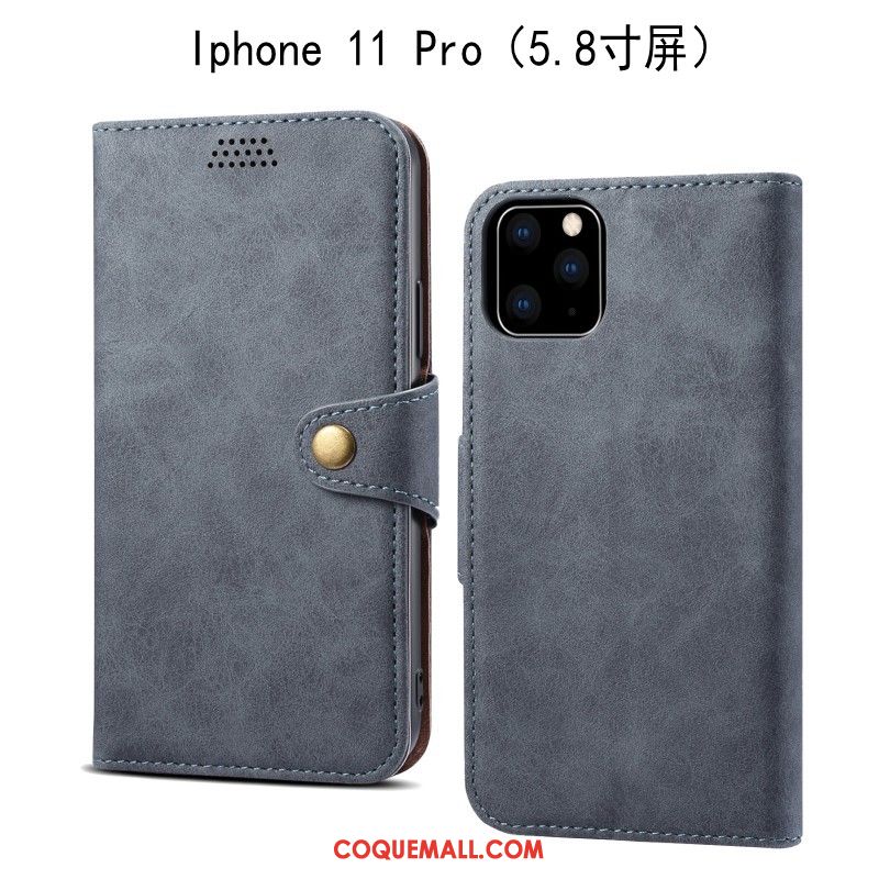 Étui iPhone 11 Pro Fluide Doux Téléphone Portable En Cuir, Coque iPhone 11 Pro Gris Incassable