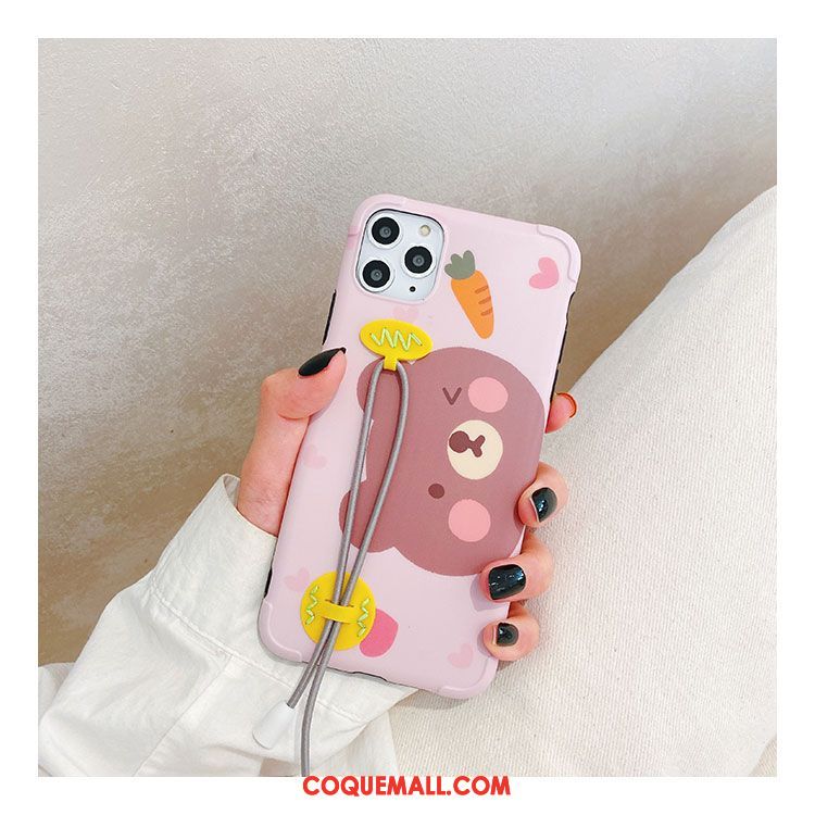 Étui iPhone 11 Pro Incassable Rose Silicone, Coque iPhone 11 Pro Protection Dessin Animé