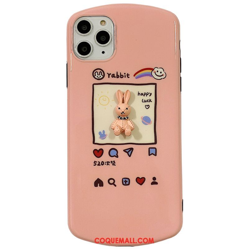 Étui iPhone 11 Pro Lapin Rose Téléphone Portable, Coque iPhone 11 Pro Fluide Doux Dimensionnel