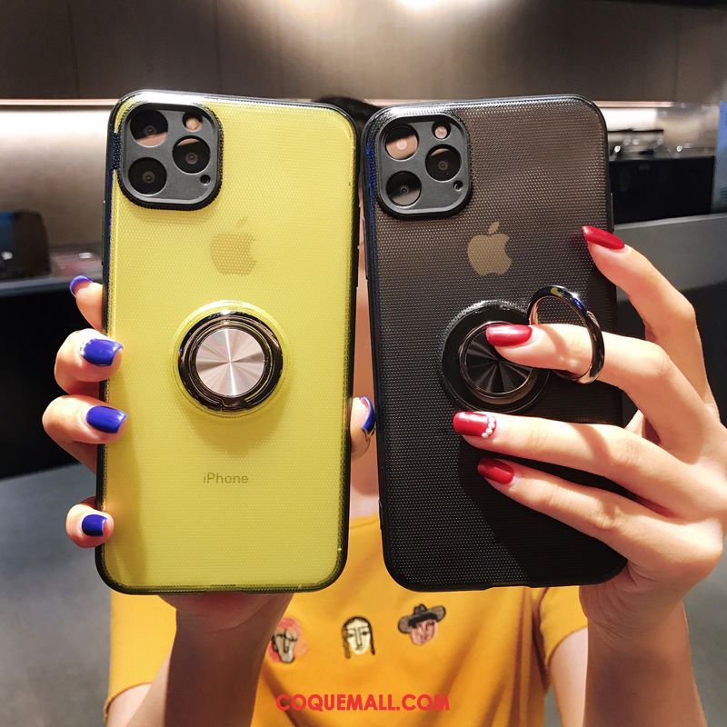 Étui iPhone 11 Pro Max Délavé En Daim À Bord Incassable, Coque iPhone 11 Pro Max Jaune Une Agrafe