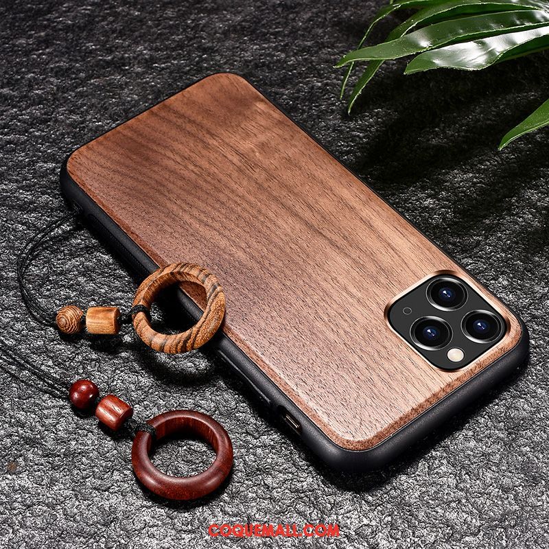 Étui iPhone 11 Pro Max En Bois Téléphone Portable Fleur, Coque iPhone 11 Pro Max Nouveau Protection Braun