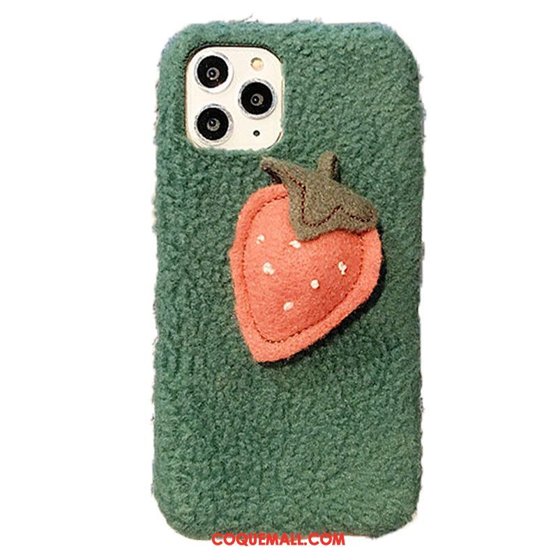 Étui iPhone 11 Pro Max Peluche Frais Fraise, Coque iPhone 11 Pro Max Dimensionnel Incassable