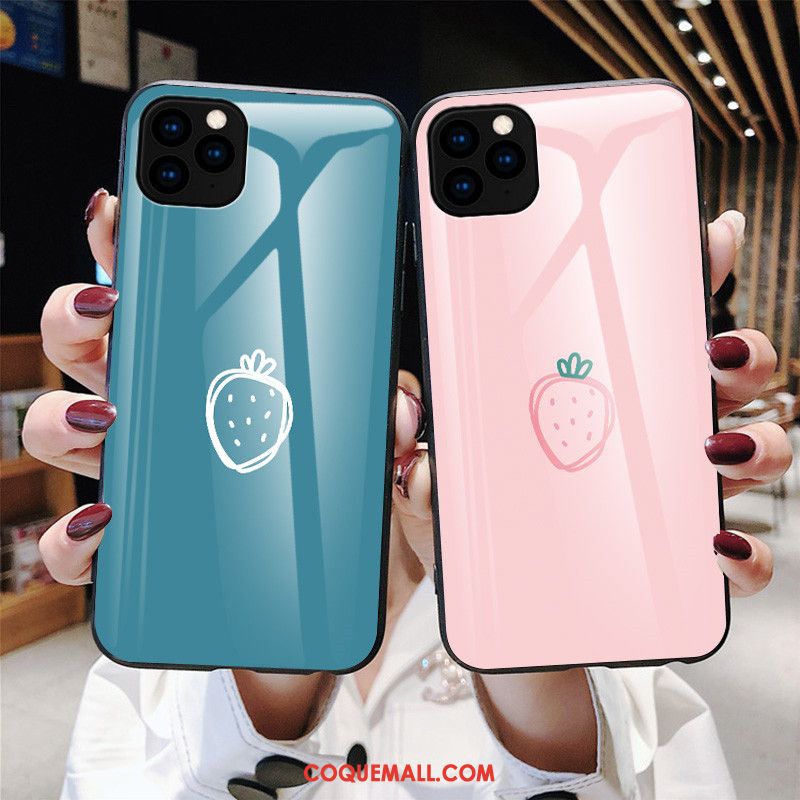 Étui iPhone 11 Pro Max Téléphone Portable Fraise Nouveau, Coque iPhone 11 Pro Max Bleu Verre