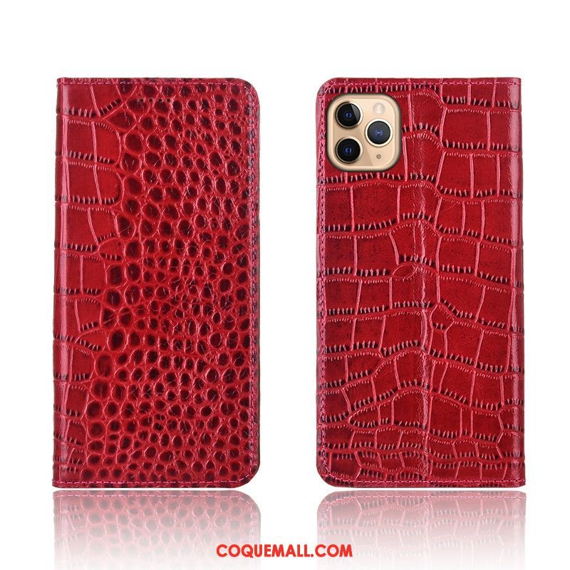 Étui iPhone 11 Pro Protection Cuir Véritable Crocodile, Coque iPhone 11 Pro Clamshell Silicone