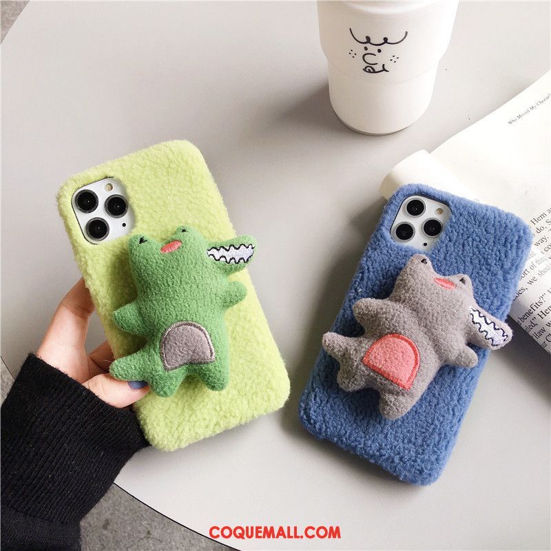 Étui iPhone 11 Pro Téléphone Portable Vert Peluche, Coque iPhone 11 Pro Fluide Doux Crocodile