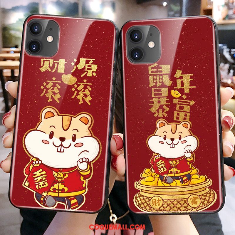 Étui iPhone 11 Silicone Rouge Rat, Coque iPhone 11 Verre Dessin Animé