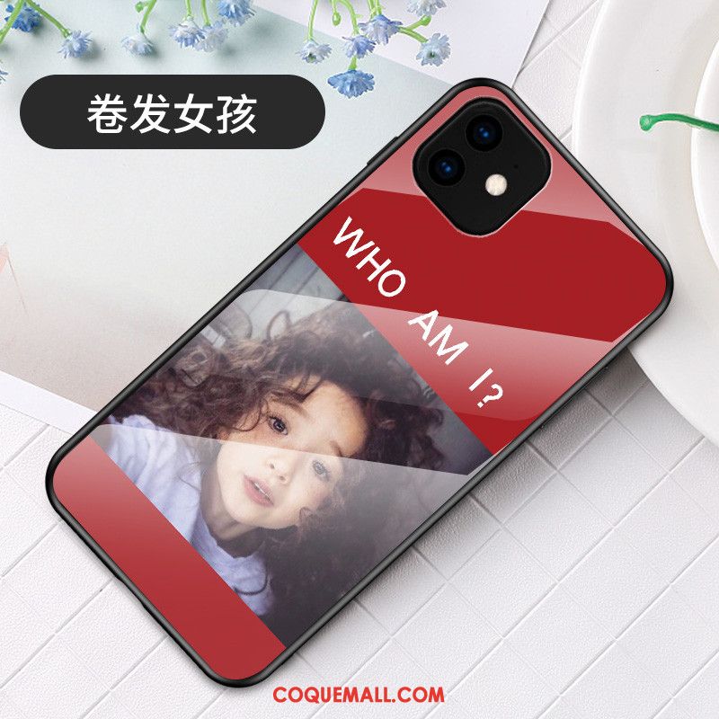 Étui iPhone 11 Verre Dessin Animé Charmant, Coque iPhone 11 Protection Rouge