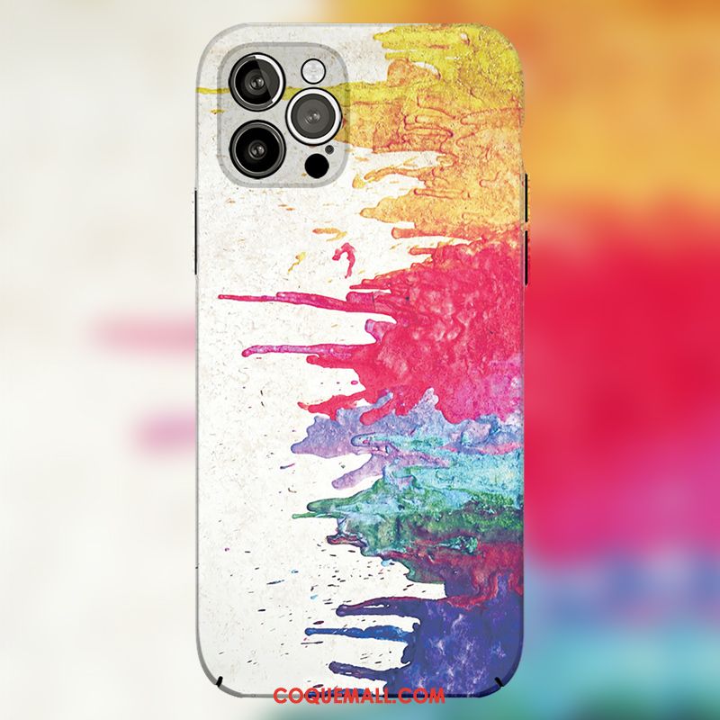 Étui iPhone 12 Pro Max Difficile Peinture À L'huile Multicolore, Coque iPhone 12 Pro Max Très Mince Délavé En Daim