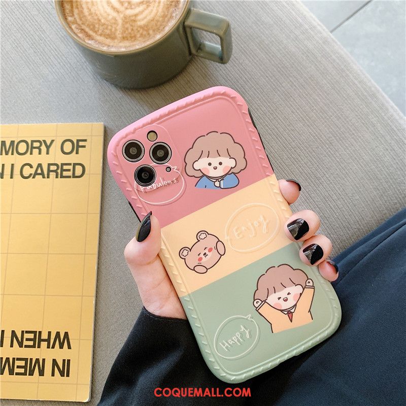 Étui iPhone 12 Pro Max Silicone Fluide Doux Rose, Coque iPhone 12 Pro Max Dessin Animé Incassable