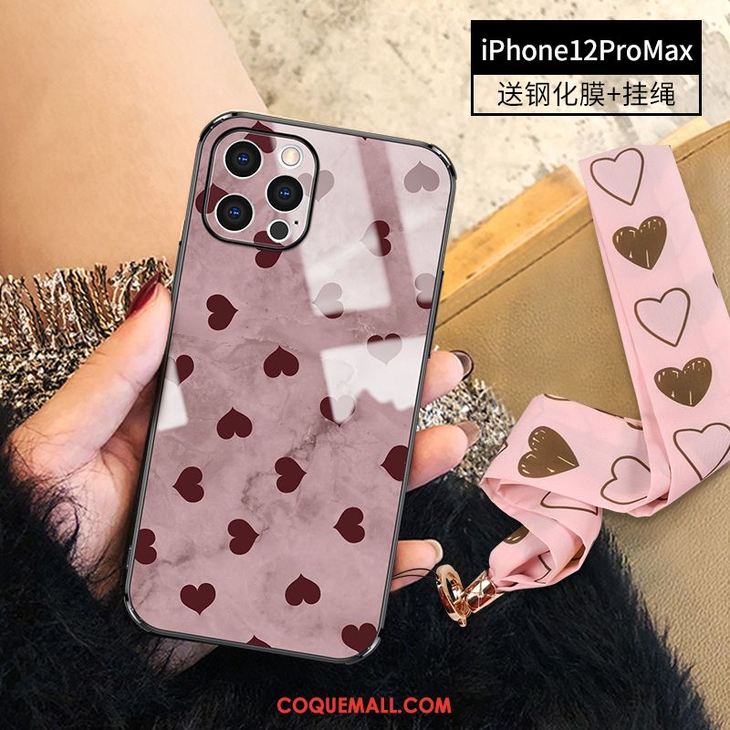 Étui iPhone 12 Pro Max Téléphone Portable Rose Verre, Coque iPhone 12 Pro Max Luxe Très Mince