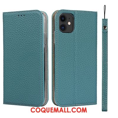 Étui iPhone 12 Tout Compris Cuir Grande Marque, Coque iPhone 12 Vert Clamshell