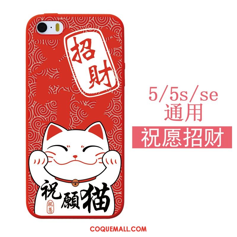 Étui iPhone 5 / 5s Chat Rouge Silicone, Coque iPhone 5 / 5s Fluide Doux Nouveau