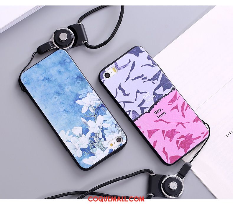 Étui iPhone 5 / 5s Dessin Animé Silicone Tendance, Coque iPhone 5 / 5s Téléphone Portable Bleu