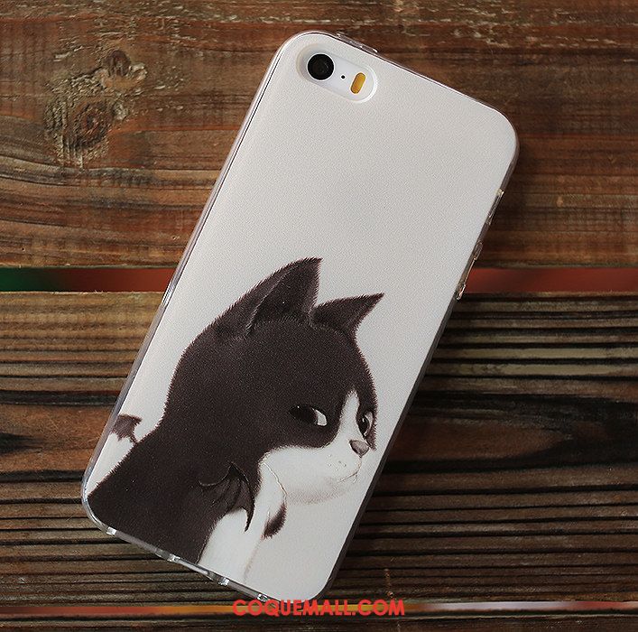 Étui iPhone 5 / 5s Dessin Animé Tendance Coque En Silicone, Coque iPhone 5 / 5s Blanc Fluide Doux