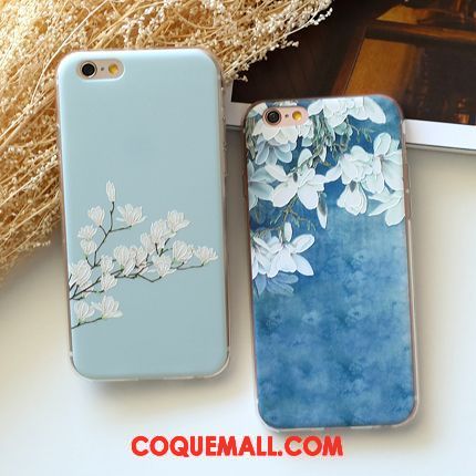 Étui iPhone 6 / 6s Gaufrage Fleurs Silicone, Coque iPhone 6 / 6s Fluide Doux Téléphone Portable