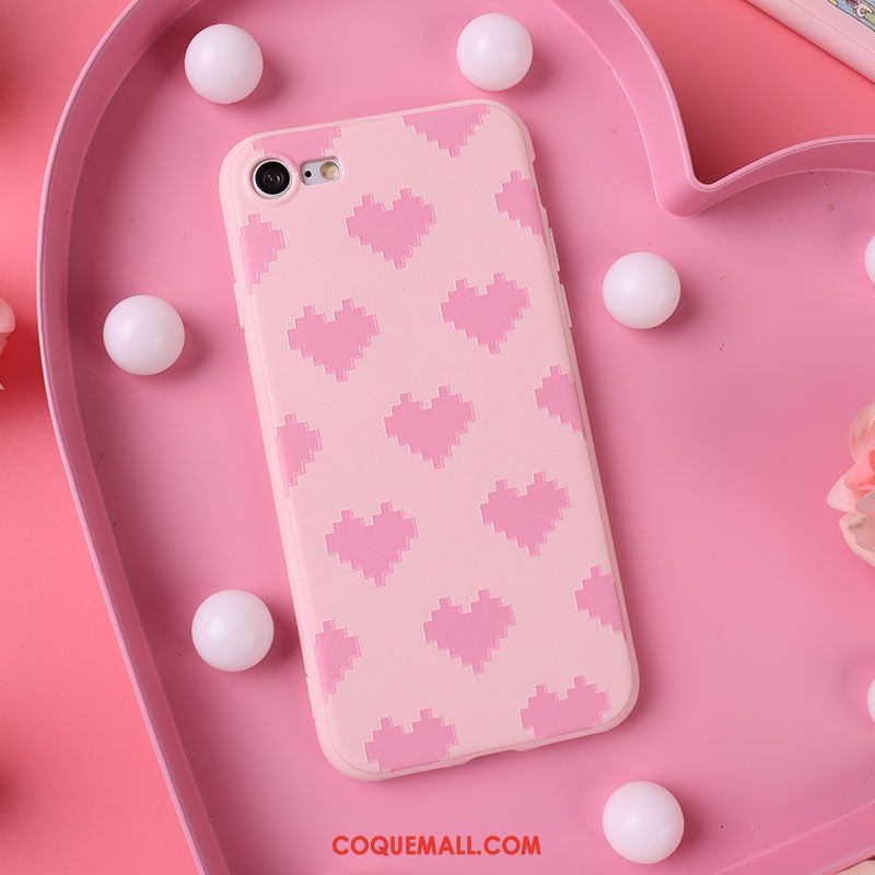 Étui iPhone 6 / 6s Gaufrage Rose Amour, Coque iPhone 6 / 6s Téléphone Portable Amoureux