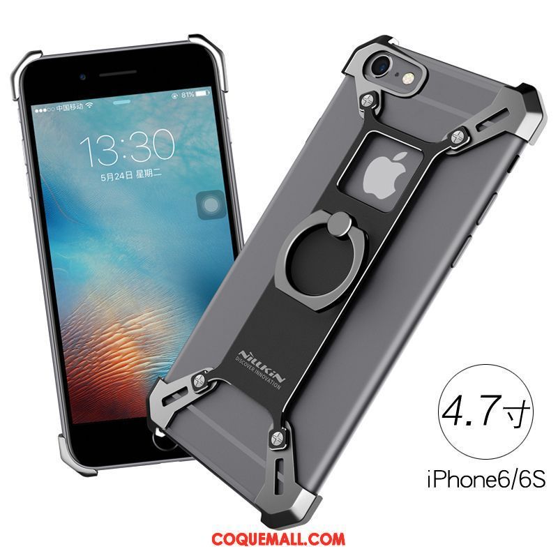 Étui iPhone 6 / 6s Gris Anneau Métal, Coque iPhone 6 / 6s Incassable Support