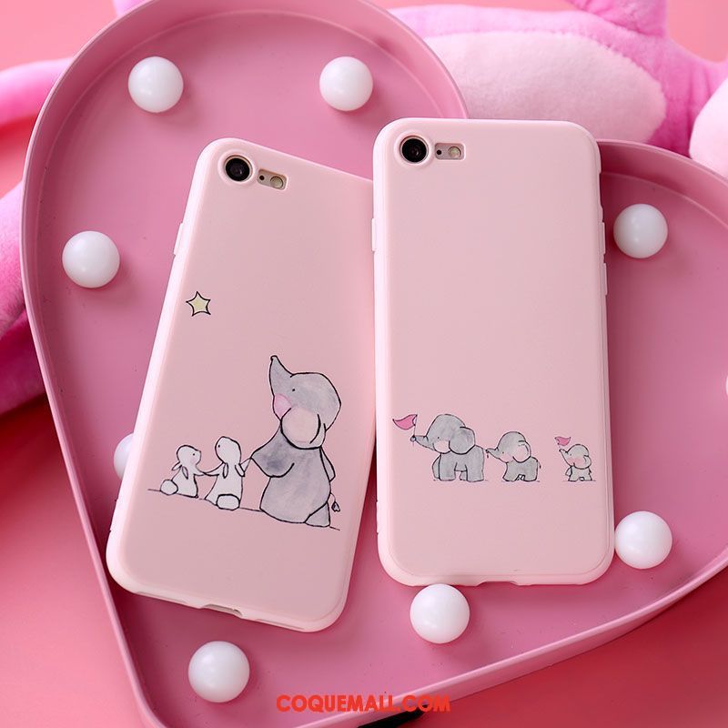 Étui iPhone 6 / 6s Plus Gaufrage Rose Fluide Doux, Coque iPhone 6 / 6s Plus Silicone Tout Compris