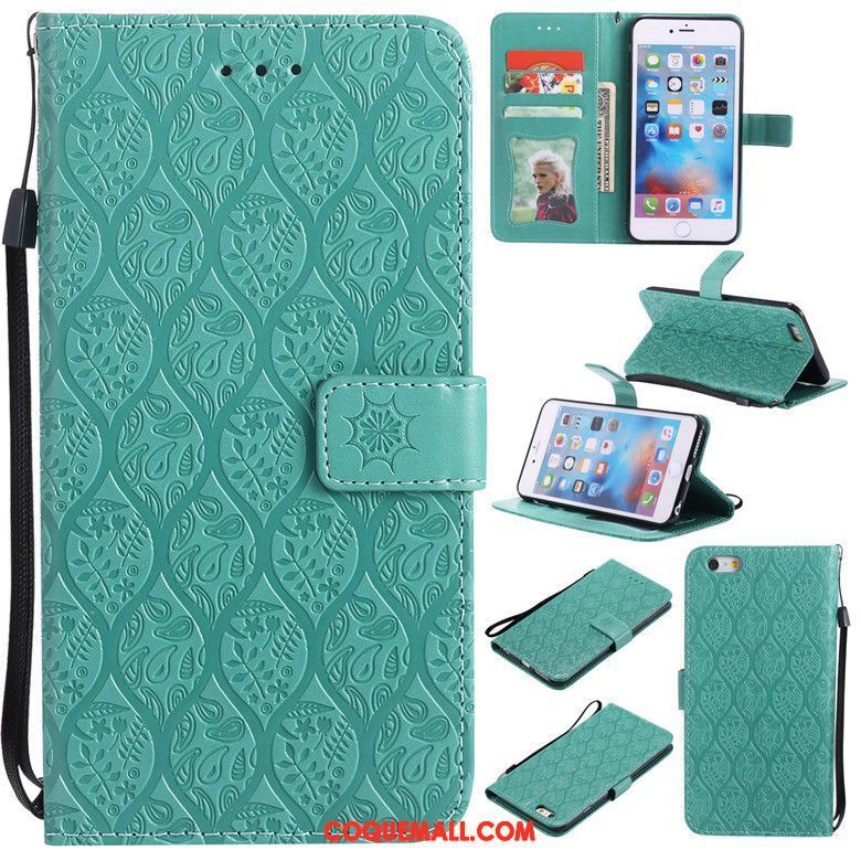 Étui iPhone 6 / 6s Plus Silicone Incassable Étui En Cuir, Coque iPhone 6 / 6s Plus Vert Clamshell