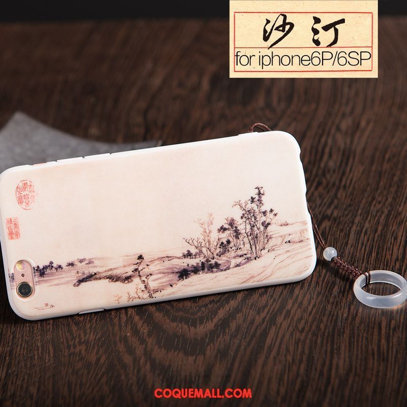 Étui iPhone 6 / 6s Plus Style Chinois Blanc Vent, Coque iPhone 6 / 6s Plus Vintage Téléphone Portable