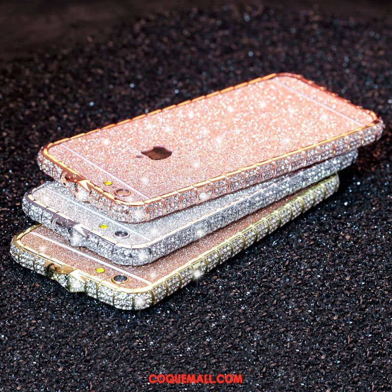 Étui iPhone 6 / 6s Strass Incassable Luxe, Coque iPhone 6 / 6s Border Or Rose