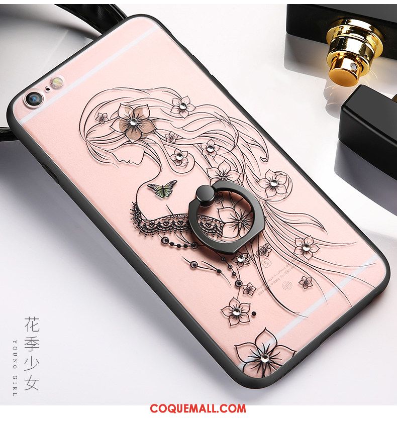 Étui iPhone 6 / 6s Strass Rose Silicone, Coque iPhone 6 / 6s Amoureux Fluide Doux