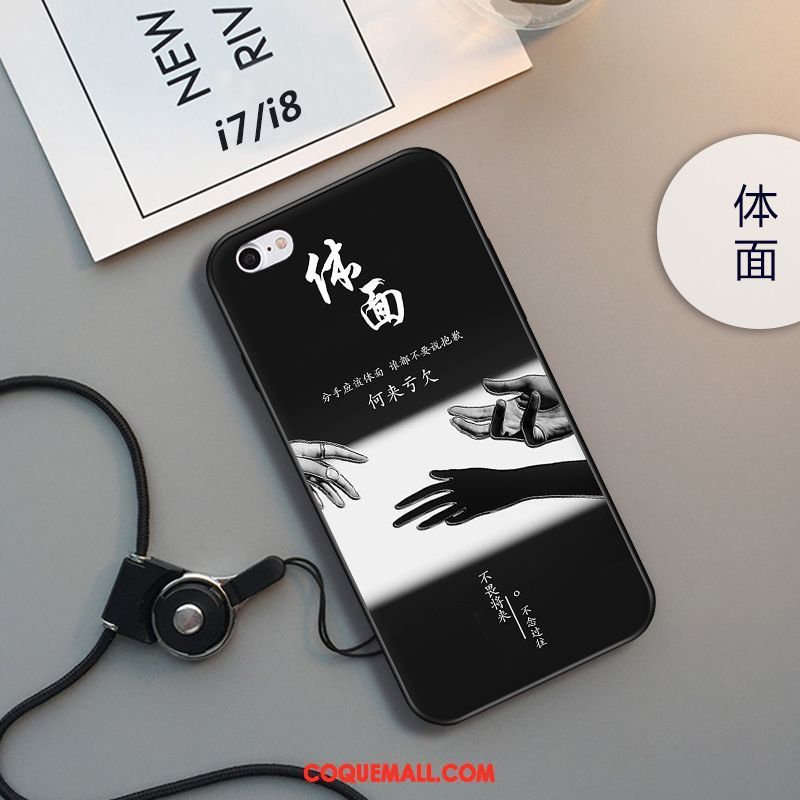 Étui iPhone 7 Fluide Doux Gaufrage Protection, Coque iPhone 7 Nouveau Noir
