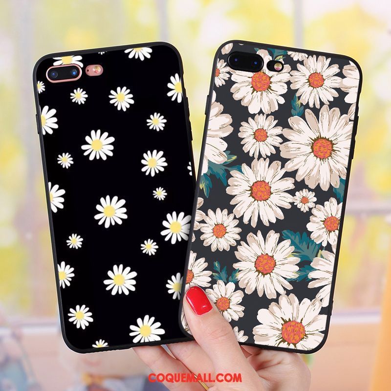 Étui iPhone 7 Plus Fluide Doux Amoureux Téléphone Portable, Coque iPhone 7 Plus Petite Marguerite Fleurs