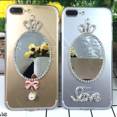 Étui iPhone 7 Plus Téléphone Portable Ornements Suspendus Strass, Coque iPhone 7 Plus Papillon Cou Suspendu