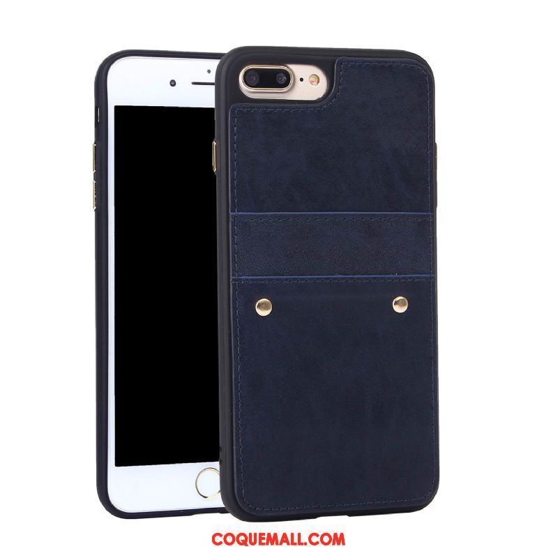 Étui iPhone 7 Plus Étui En Cuir Protection Carte, Coque iPhone 7 Plus Bleu Téléphone Portable