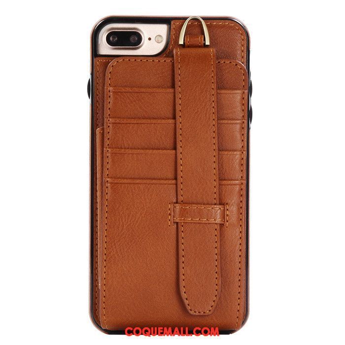 Étui iPhone 7 Plus Étui En Cuir Téléphone Portable Carte, Coque iPhone 7 Plus Sac Carte Ornements Suspendus Braun