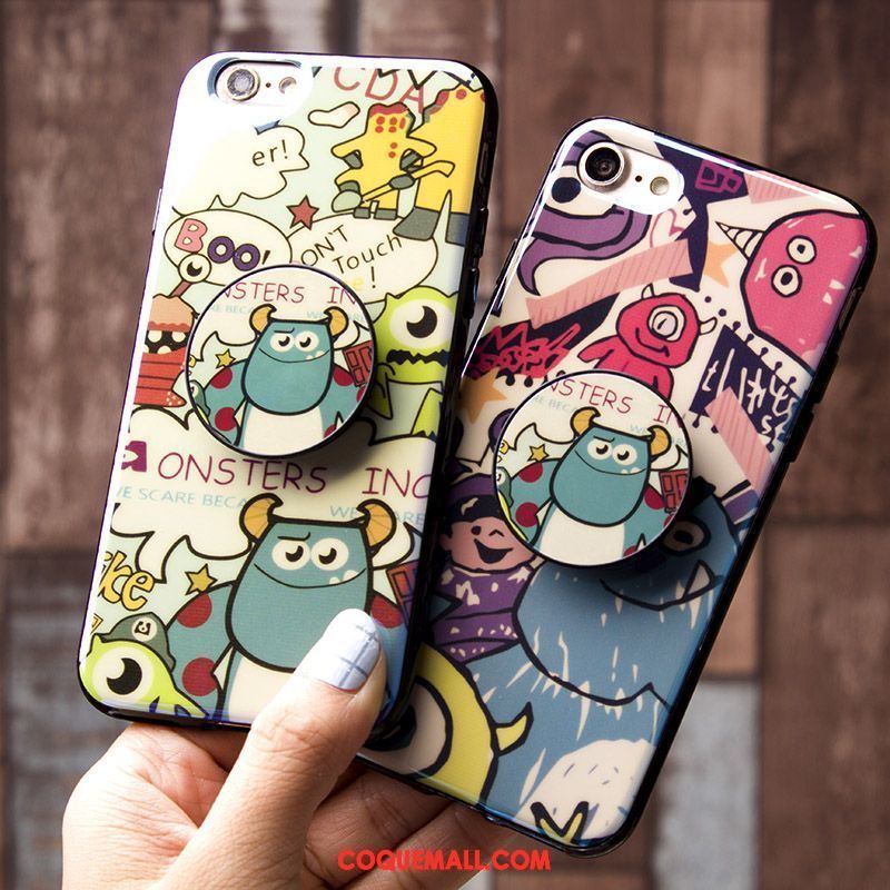 Étui iPhone 8 Bleu Dessin Animé Bordure, Coque iPhone 8 Téléphone Portable Personnalité