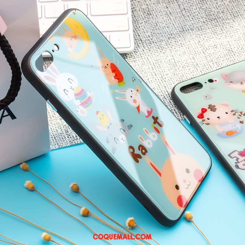 Étui iPhone 8 Chat Téléphone Portable Vert, Coque iPhone 8 Verre Dessin Animé