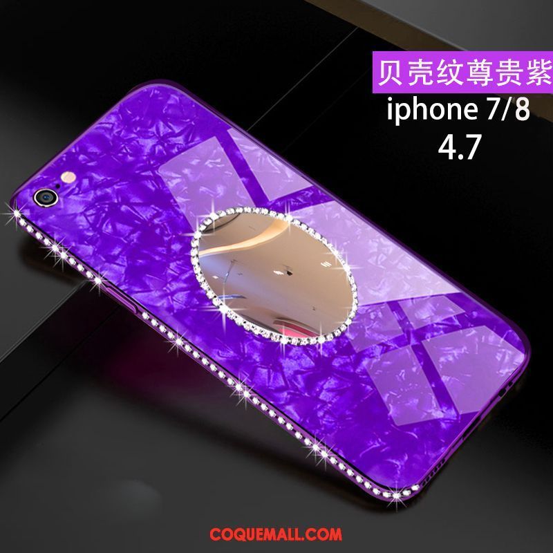 Étui iPhone 8 Créatif Nouveau Strass, Coque iPhone 8 Violet Silicone