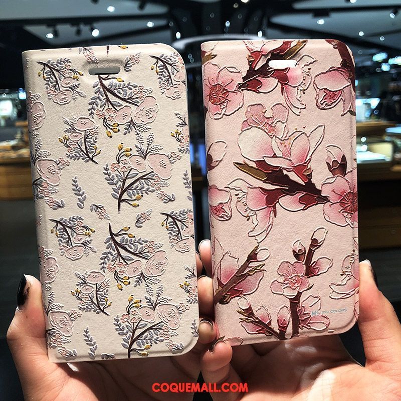 Étui iPhone 8 Gaufrage Rose Créatif, Coque iPhone 8 Étui En Cuir Protection