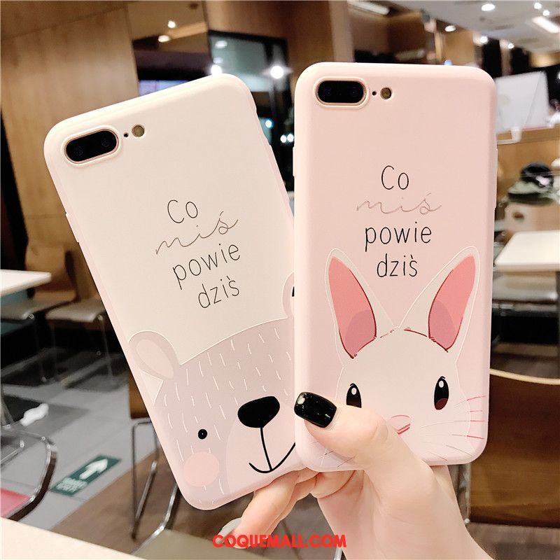 Étui iPhone 8 Plus Charmant Rose Incassable, Coque iPhone 8 Plus Dessin Animé Super Mignon