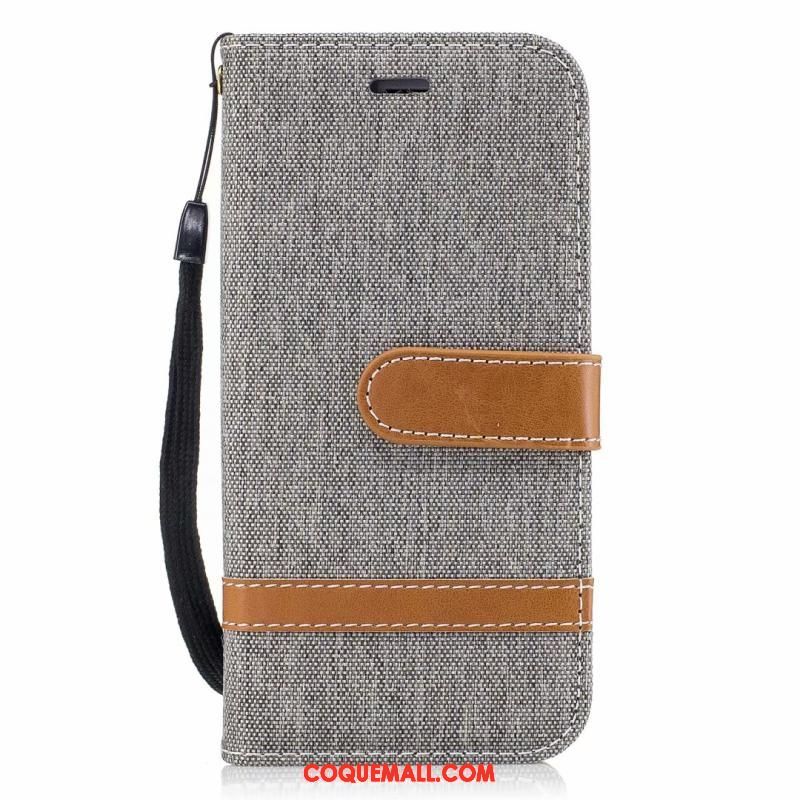 Étui iPhone 8 Plus Incassable Denim Simple, Coque iPhone 8 Plus Gris Étui En Cuir