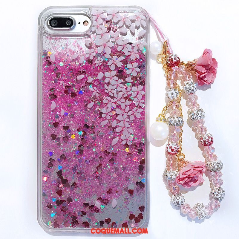 Étui iPhone 8 Plus Liquide Tendance Quicksand, Coque iPhone 8 Plus Rose Fluide Doux