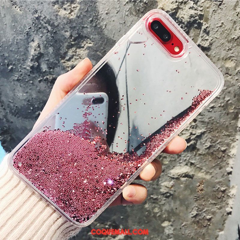 Étui iPhone 8 Plus Miroir Couler Créatif, Coque iPhone 8 Plus Liquide Rose