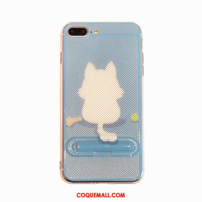 Étui iPhone 8 Plus Silicone Support Bleu, Coque iPhone 8 Plus Fluide Doux Mesh