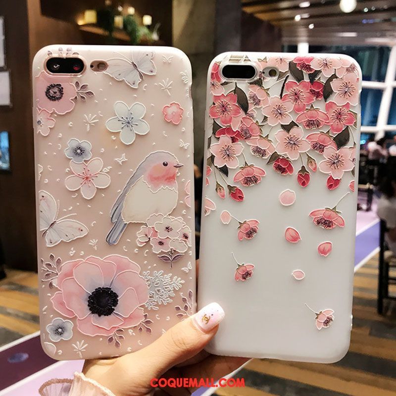 Étui iPhone 8 Plus Silicone Très Mince Cou Suspendu, Coque iPhone 8 Plus Rose Protection