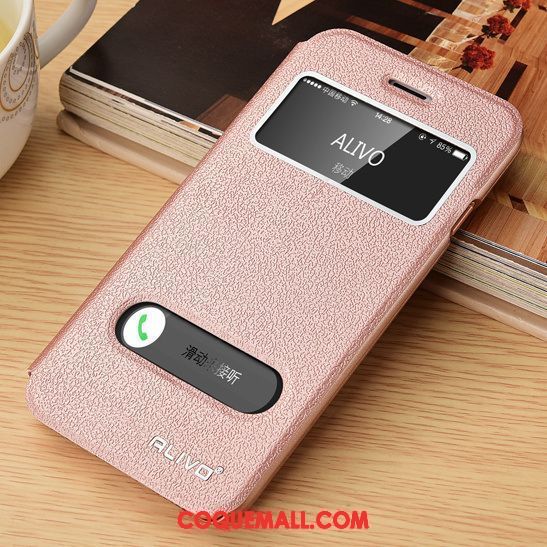 Étui iPhone 8 Plus Soie Mulberry Or Rose Incassable, Coque iPhone 8 Plus Modèle Fleurie Étui En Cuir