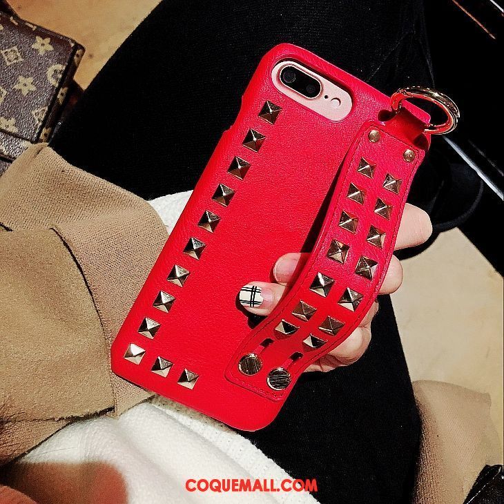 Étui iPhone 8 Plus Téléphone Portable Créatif Europe, Coque iPhone 8 Plus Étui En Cuir Rouge